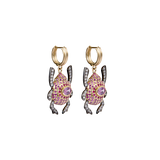 Pink Sapphire & Diamond Scarab Earrings