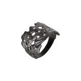 Black Silver Acanthus Shield Ring