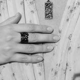 Black Silver Acanthus Shield Ring