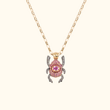 Pink Sapphire & Diamond Scarab Necklace