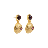 Pink Tourmaline & Garnet Sun Bulla Earrings