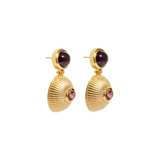 Pink Tourmaline & Garnet Sun Bulla Earrings