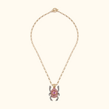 Pink Sapphire & Diamond Scarab Necklace