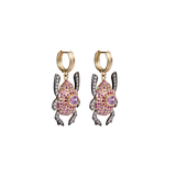 Pink Sapphire & Diamond Scarab Earrings